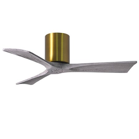 Matthews Fan Co Irene-3H Ceiling Mount Three Bladed Paddle Fan In Brass Flush Mounted IR3H-BRBR-BW-42
